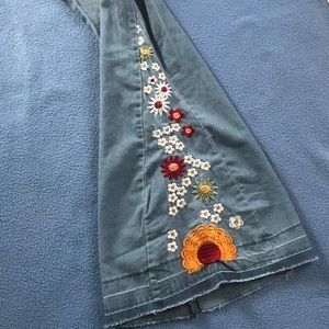 Embroidered Bellbottom Pants